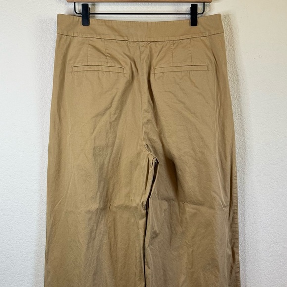 Loft Tan Wide Leg Side Button Flat Front Khaki Pants Cotton Casual Curvy Size 8 - Picture 7 of 10